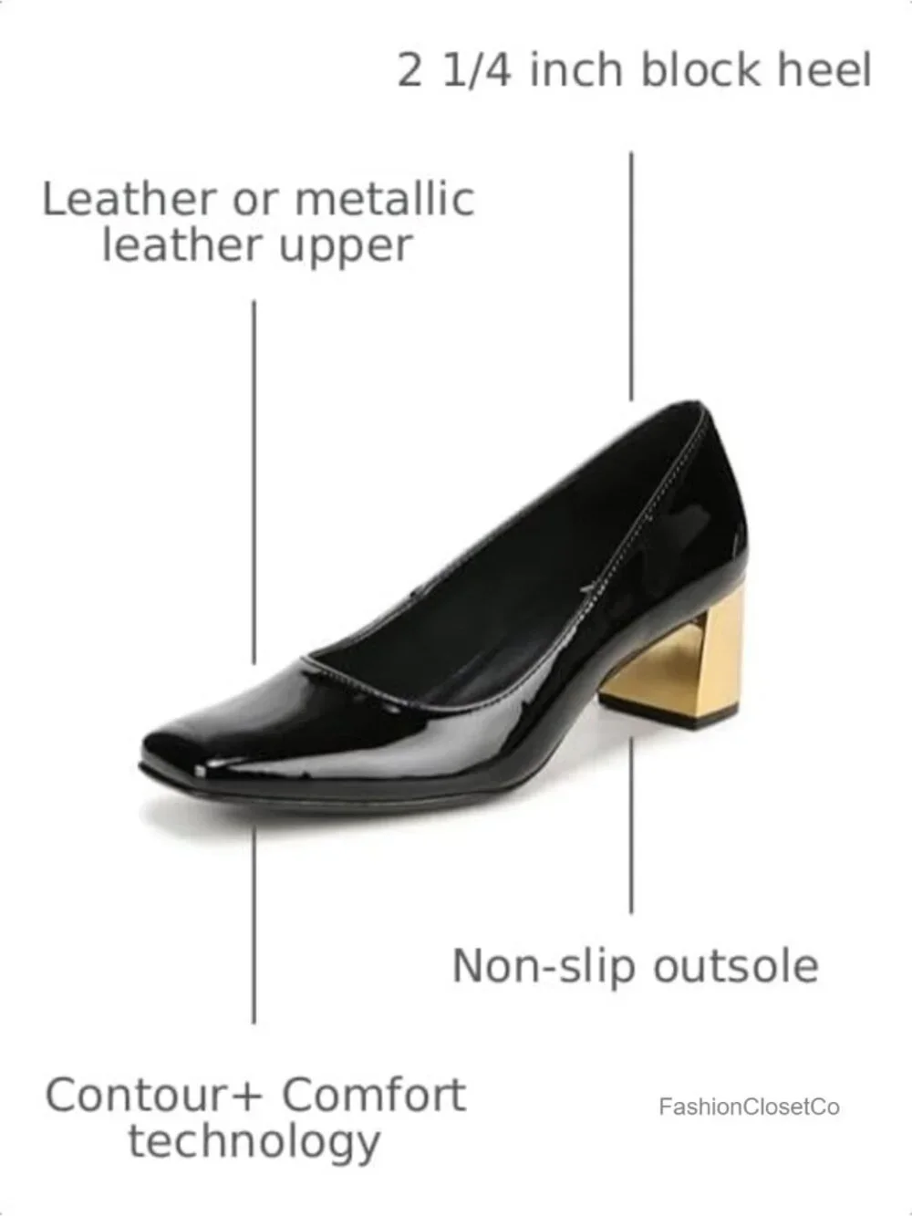 Naturalizer Karina Women's Square Toe Block Heel Pumps - Leather Upper